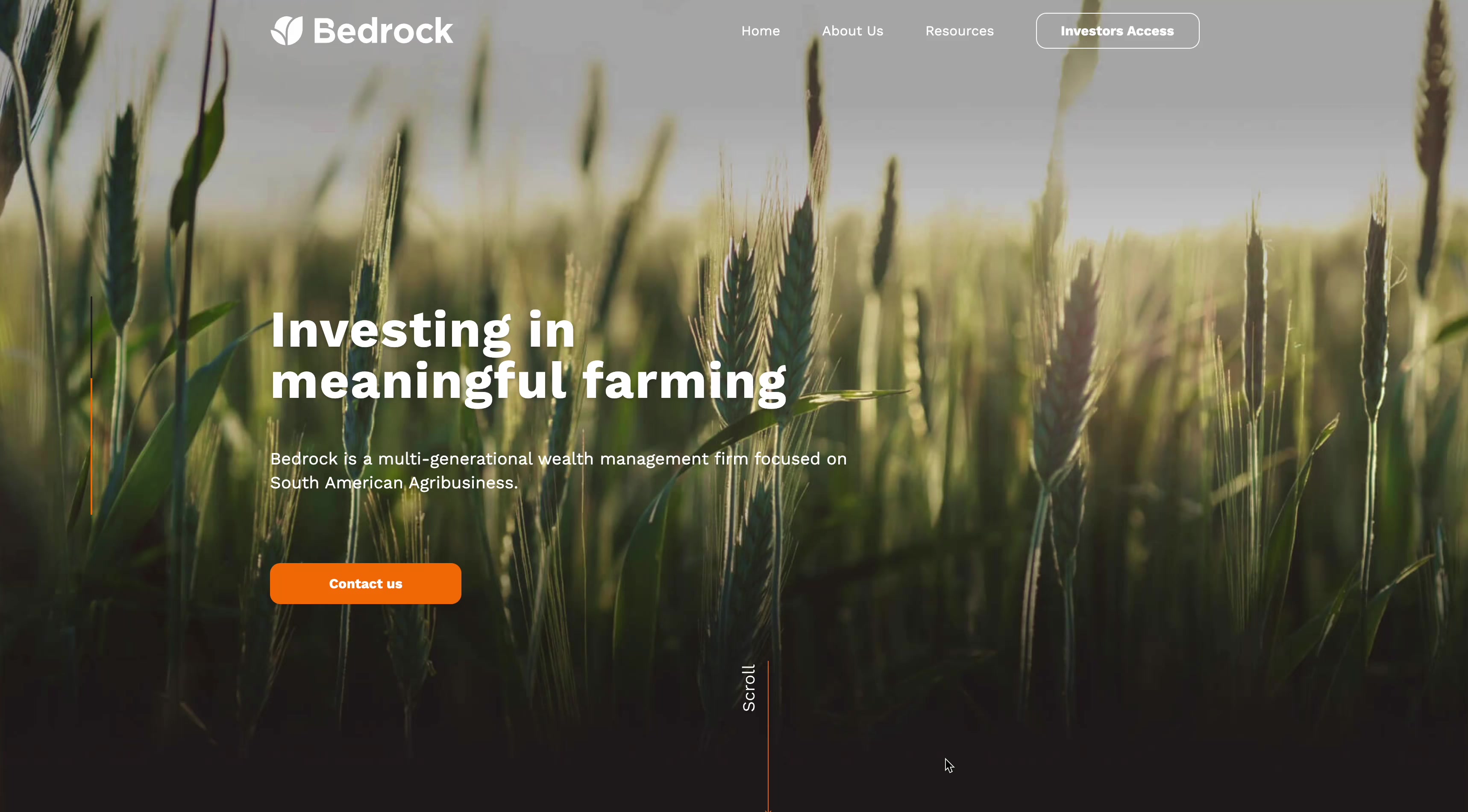Bedrock - Wealth management firm focused on South American Agribusiness — Landing page for online presence